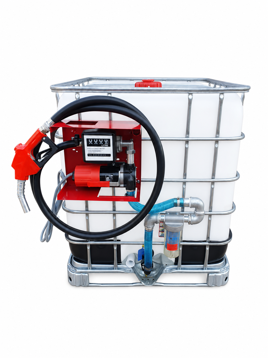1000L Diesel Bowser with 80L/min 12v Pump, Auto Stop Nozzle & Water Captor Filter